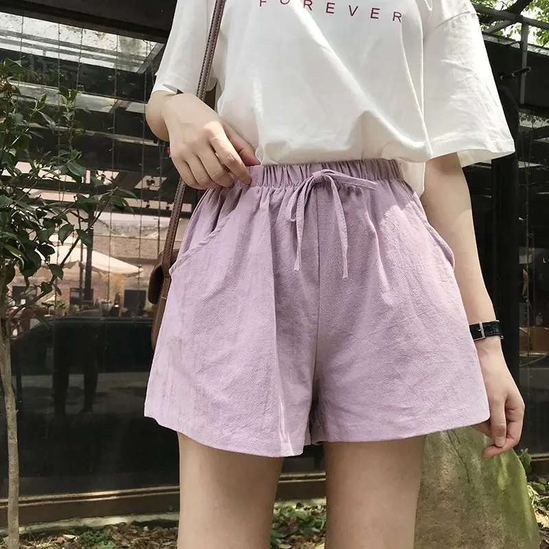Women's 2026 Summer Cotton Linen High Waist Loose Wide Leg Bermuda Shorts Casual Lounge Beach Vacation Breathable Streetwear