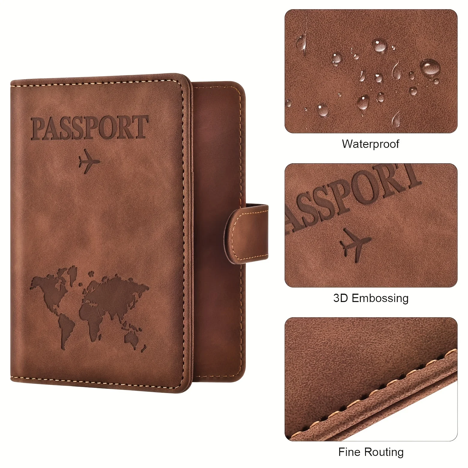 Passport Holder, Passport Cover with Credit Card Slot and Boarding Pass Slot Combo, Passport Wallet Case Book Travel Must Have, view 3