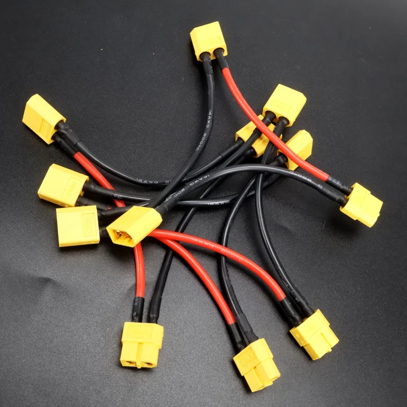 3PCS XT60 Serial Series Battery Connector Female /Male Adapter with 3.9inch 14AWG Silicone Cable for RC Lipo Battery Helicopter