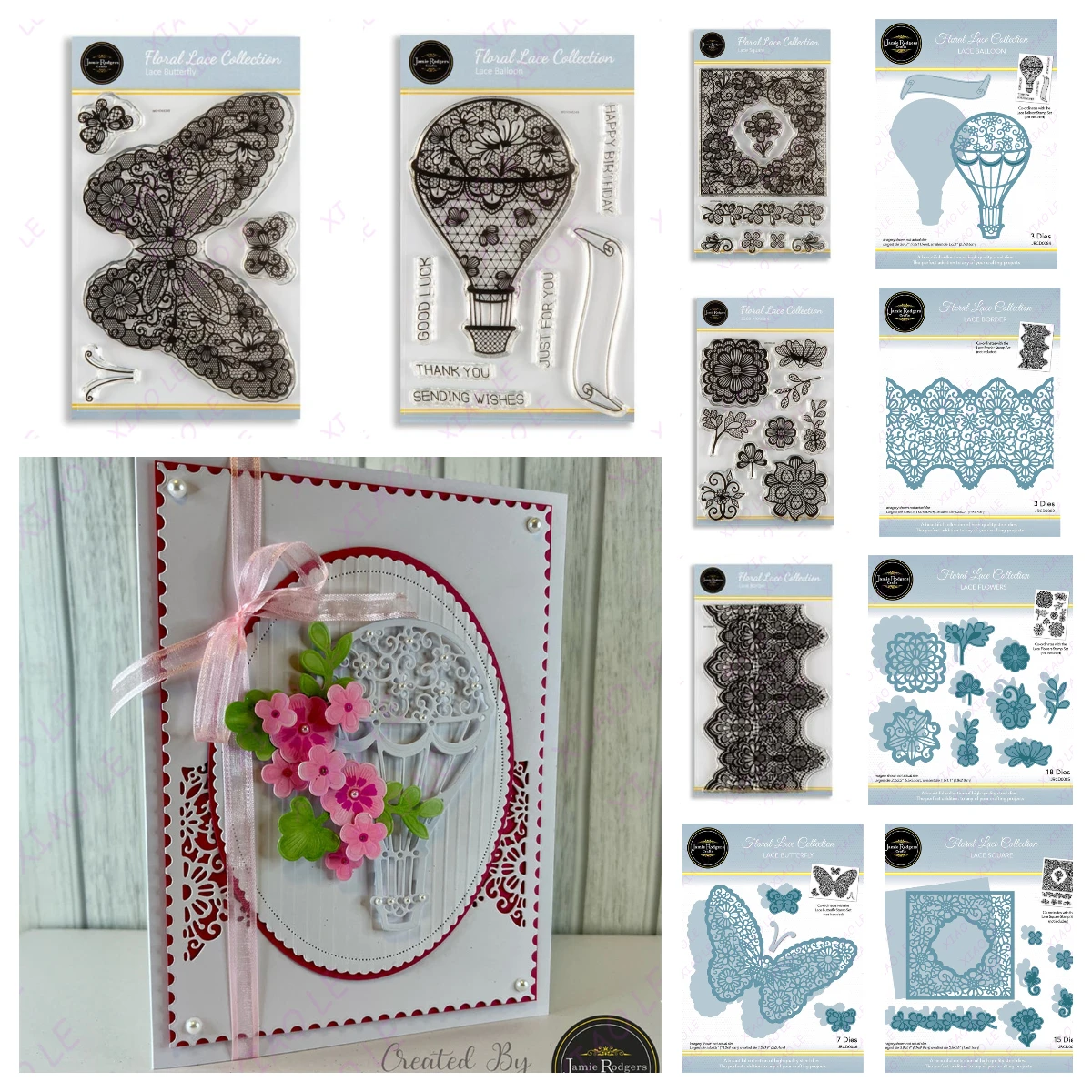 Lace Square Flowers Metal Cutting Dies Clear Stamps for DIY Scrapbooking Album Stamp Make Paper Card Embossing New Die Cut