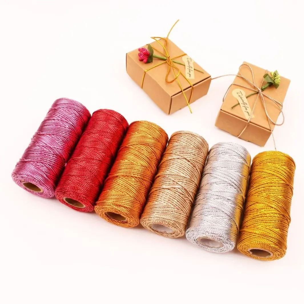 1.5MM Metallic Tag Wire (100M/Roll) Gold and Silver Cords 16 Strands Woven Thread DIY Strings Material Gift Wraping Decoration