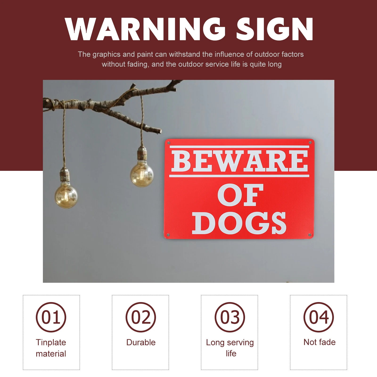 

4 Pcs Metal Warning Dog Sign Vintage Tinplate Art Durable Fence Hanging Decor Outdoor Garden nament Caution Dog Sign