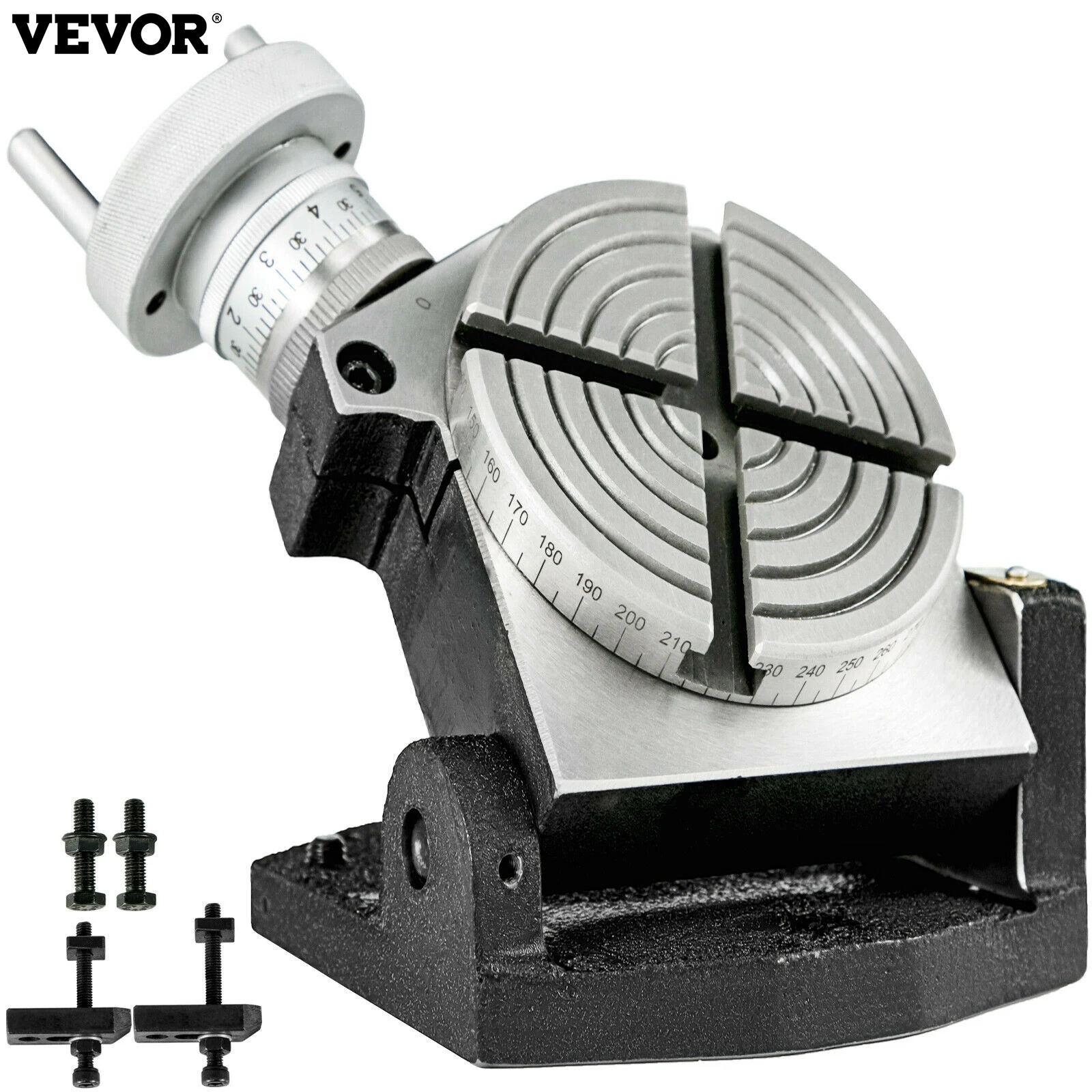 VEVOR Rotary Table 4 INCH/100 MM Horizontal Vertical Rotary Table 4-Slot Rotary Table for Milling Machine MT-2 Rotary Table for