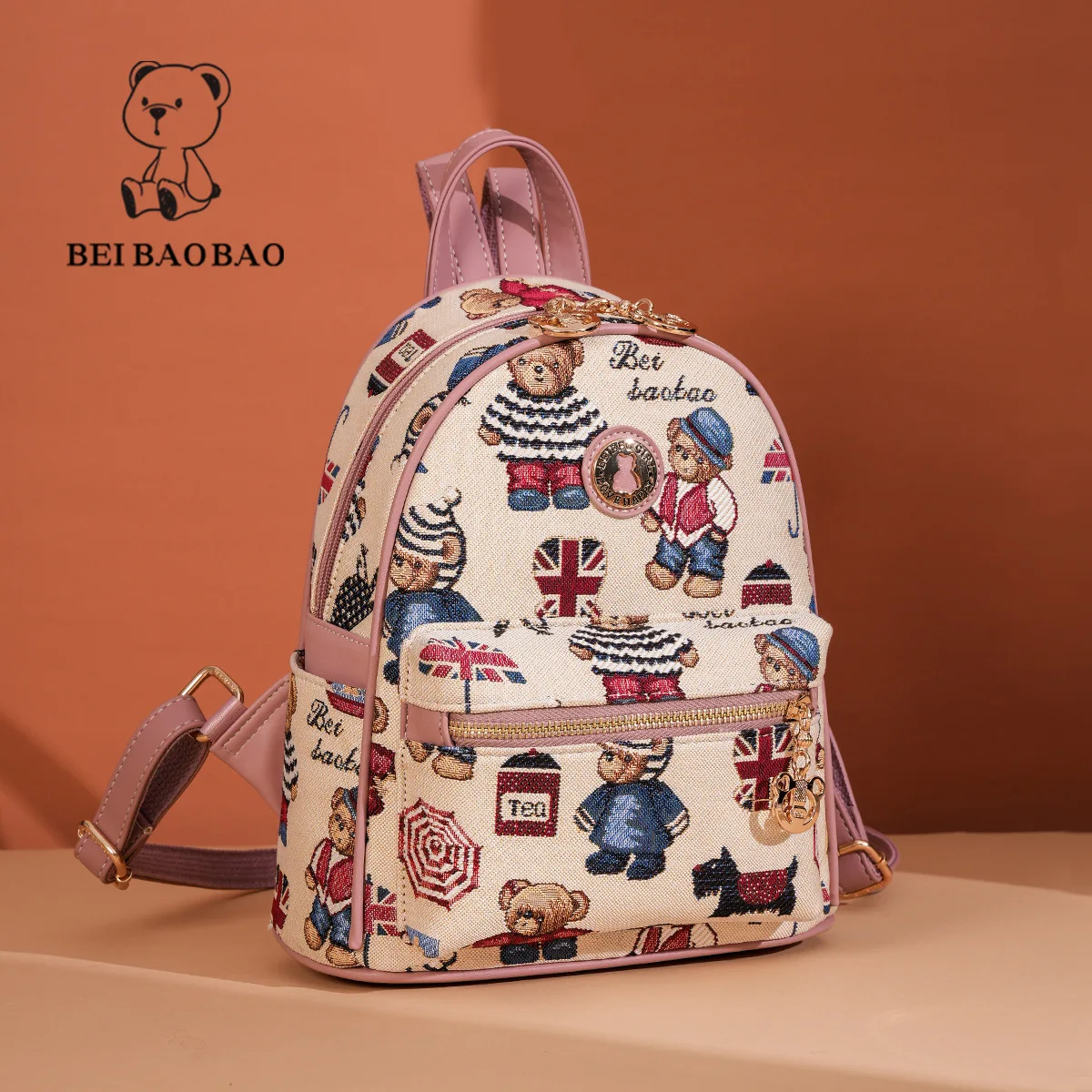 Beibaobao กระเป๋าเป้สะพายหลัง 2025 ใหม่แฟชั่นความจุขนาดใหญ่กระเป๋าเป้สะพายหลังนักเรียนการ์ตูนตุ๊กตาหมีกระเป๋าเป้สะพายหลัง