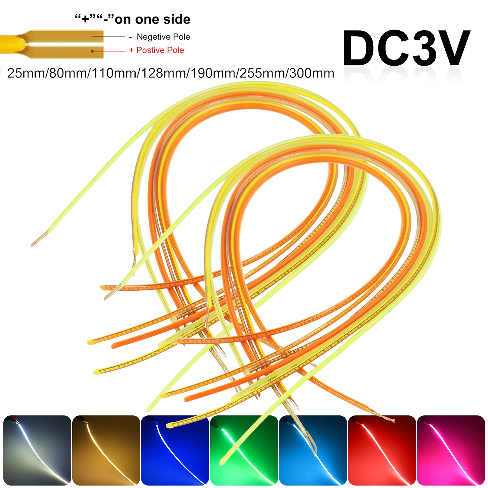 DC 3V Free Cut Flexible COB LED Filament 25mm 80mm 110mm  300mm Retro Edison Bulb Lamp Parts LED Diode Lighting Strip Decoration