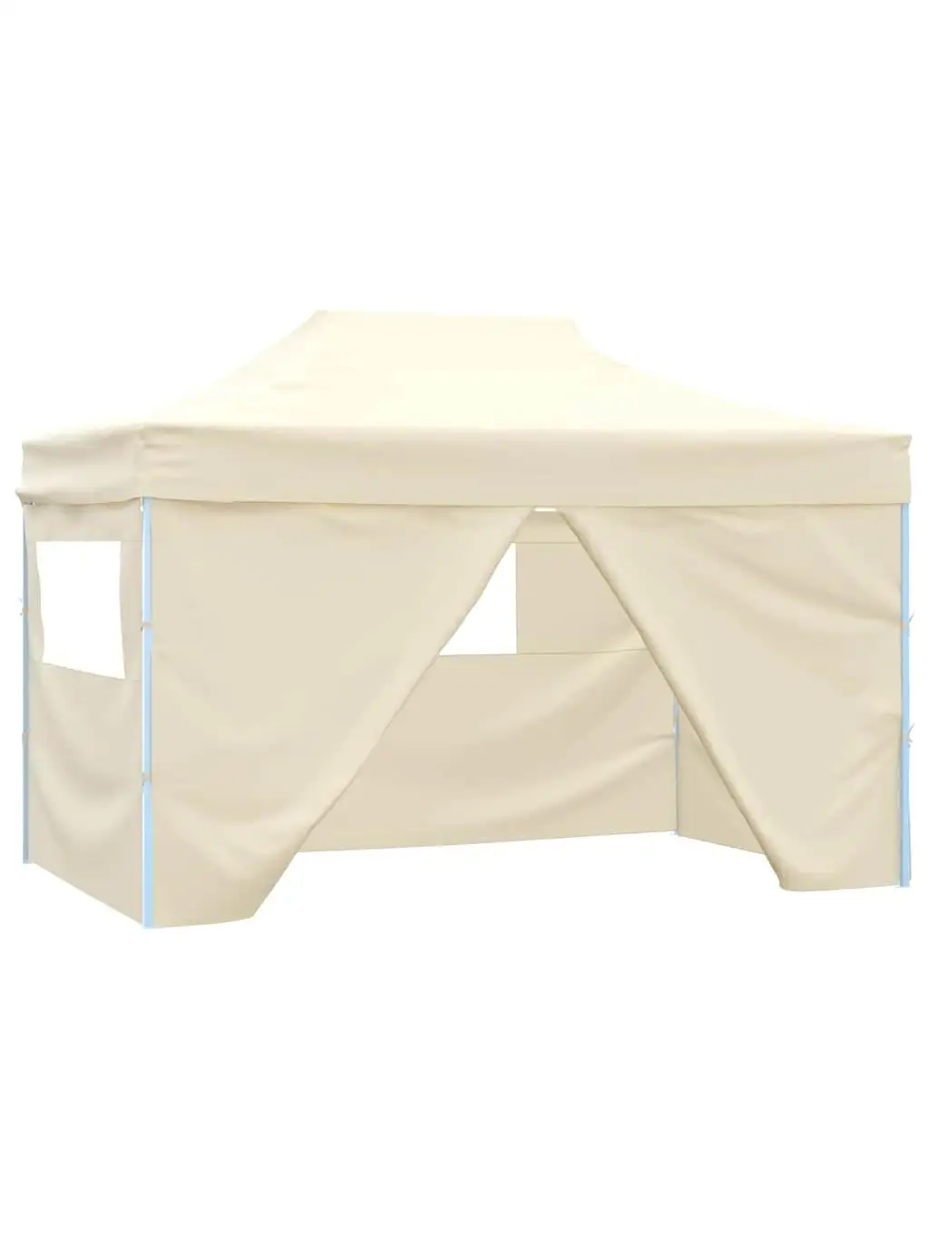 Faltbares Zelt mit 4 Seitenwänden, 3x4,5 m, cremeweiß, Familien-Campingzelt, tragbares Faltzelt, Sonnenschutz, wasserdichte Pergola