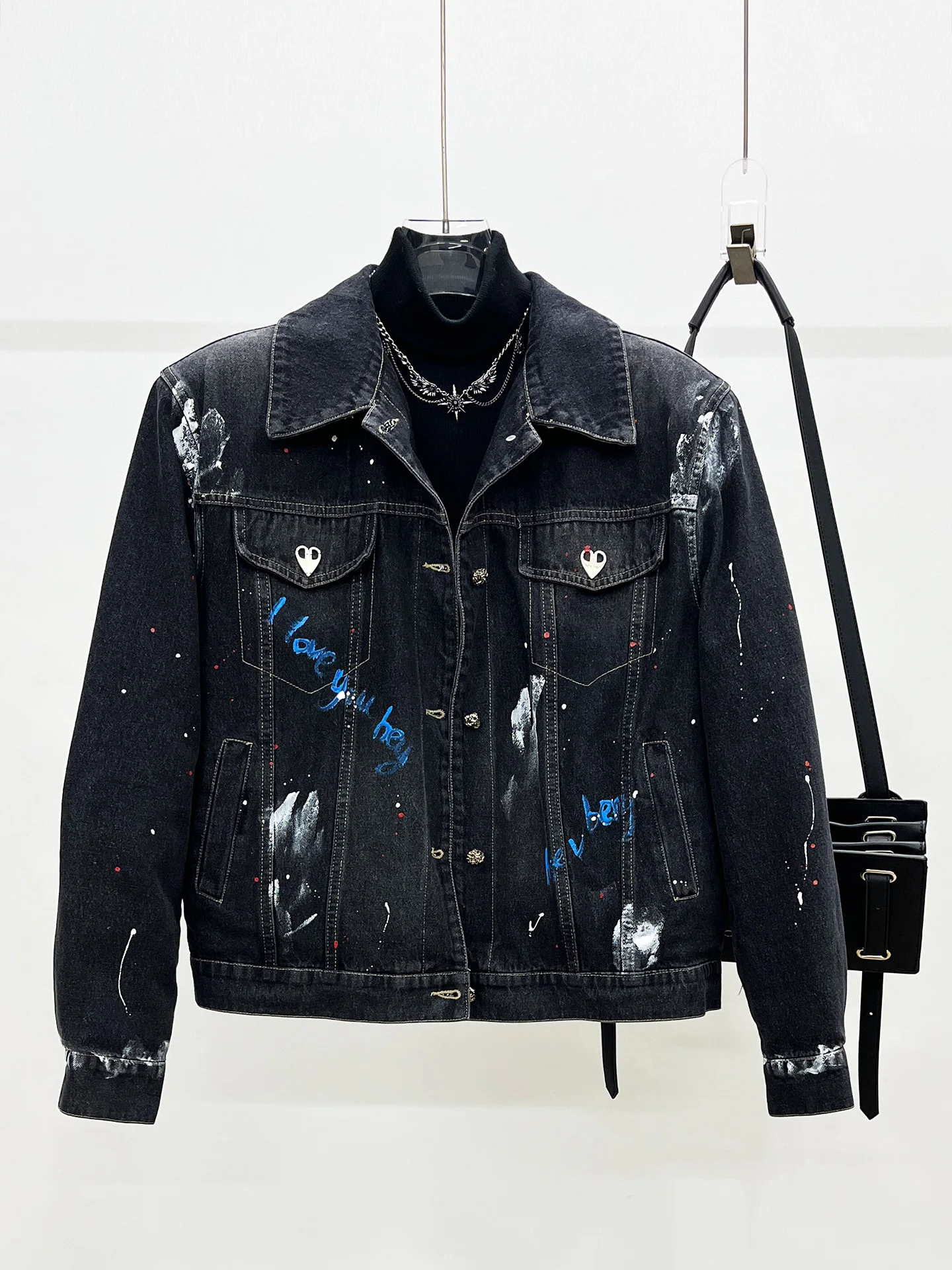 

Мужская джинсовая куртка Fiti Design: теплая пуховая куртка свободного кроя, повседневная верхняя одежда для осени и зимы, новинка