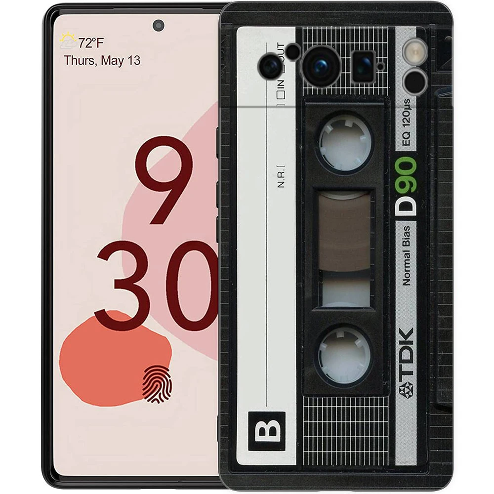 Retro Vintage Old Cassette Tape Phone Case For Google Pixel 8 7 6 Pro 8A 6A 7A 5G Soft Silicone Shockproof TPU Black Cover
