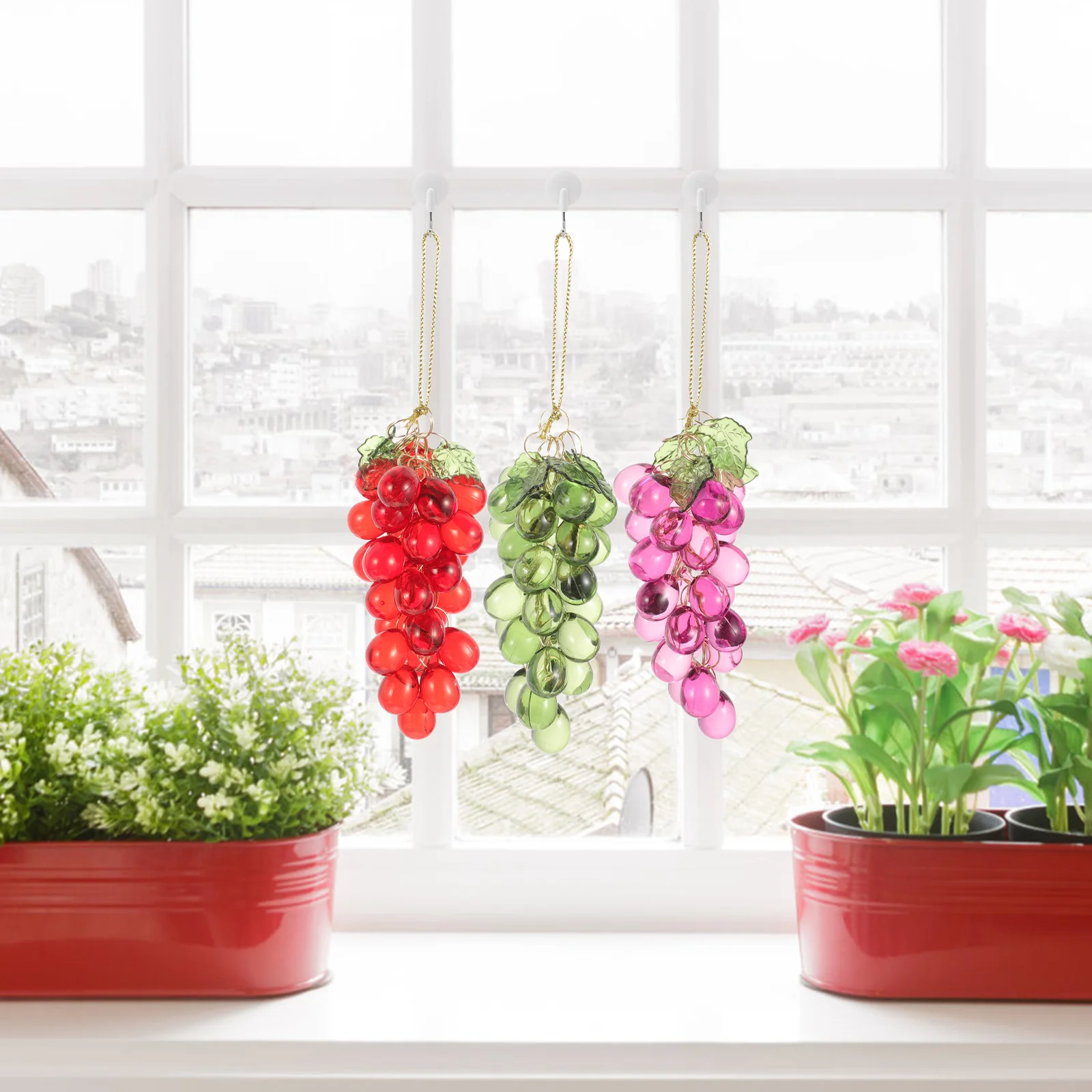 

3 Pcs Decorative Fruit Grape Ornament Hanging Ornaments Artificial for Display Cluster Pendant Carnival Decorations Desktop