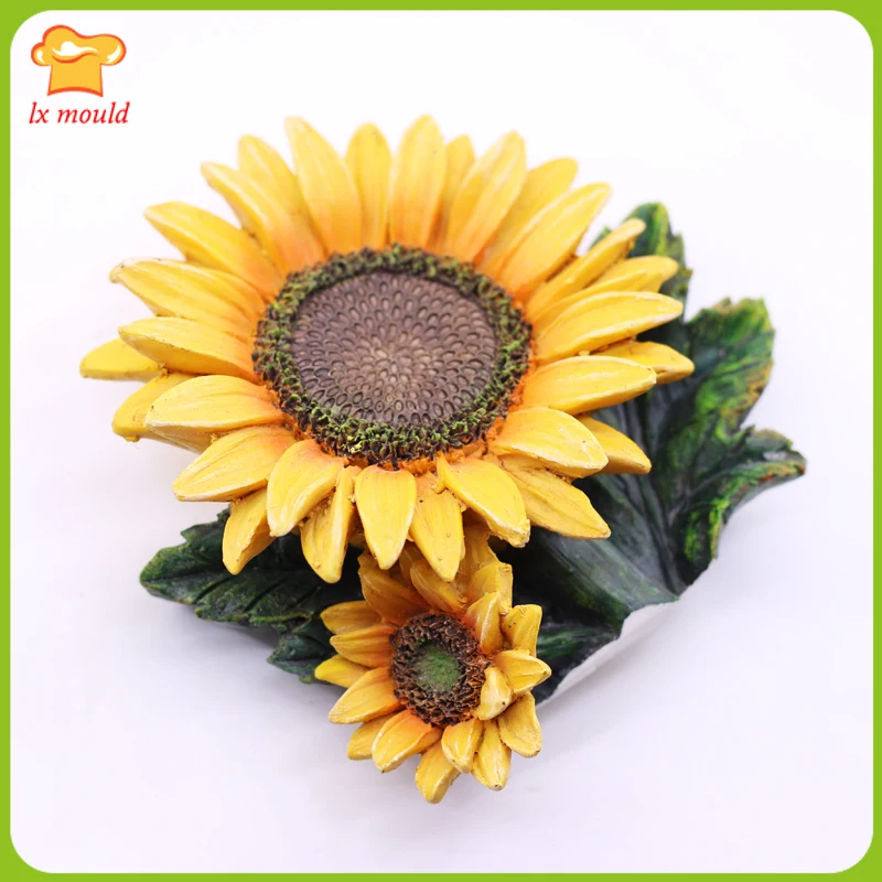 3D Sunflower Silicone Candle Mould DIY 2 Flower Shape Soap Wax Resin Mold Chocolate Cake Decoration Baking Tools