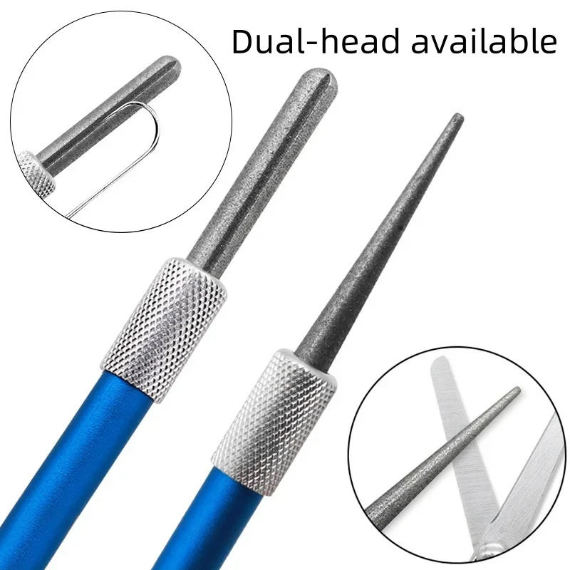 2-in-1 Knife Sharpener Diamond Pen Shaped Sharpener Sharpening Rod for Fishing Hooks Serrations Gut Hook Kitchen Outdoor Gadgets