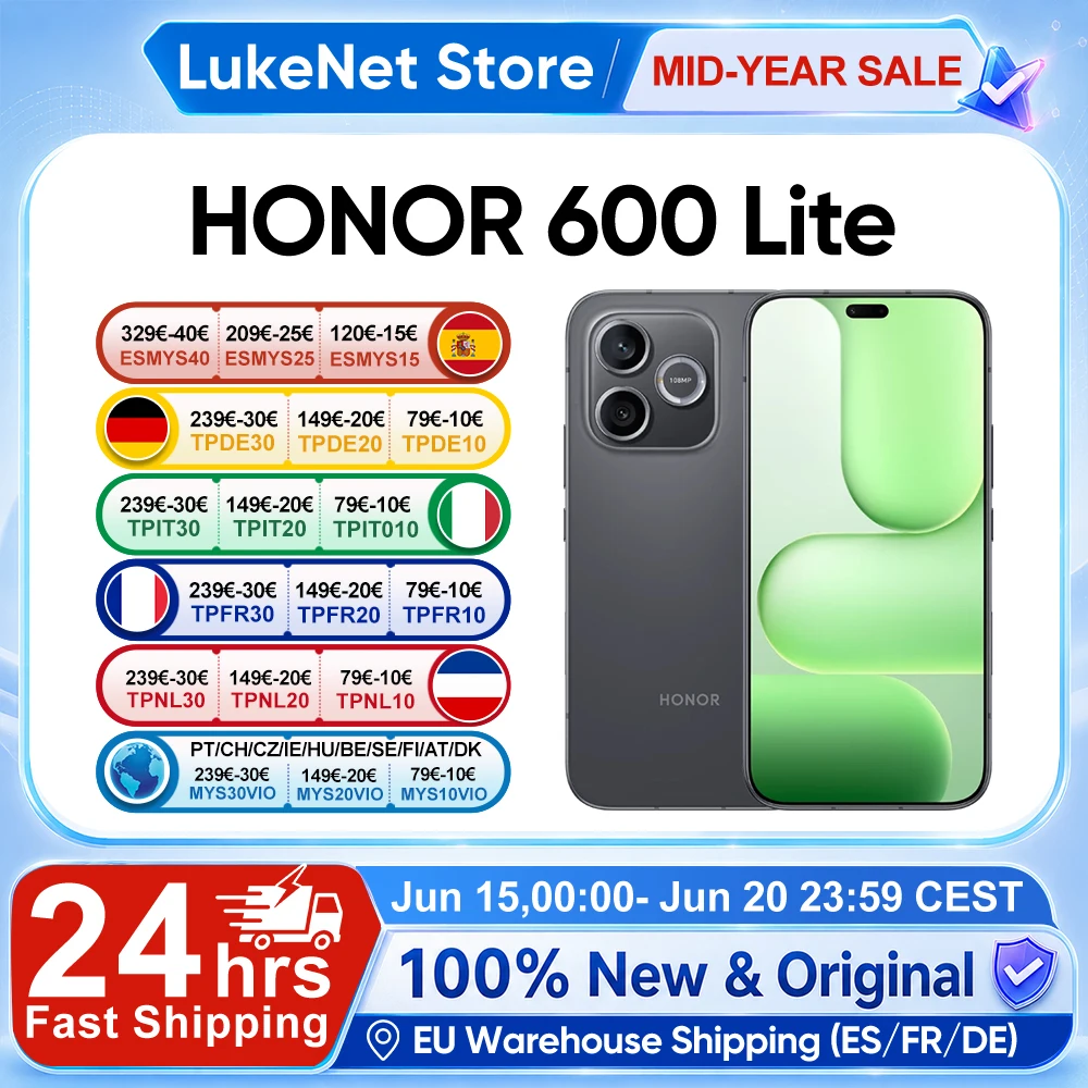 Teléfono Inteligente HONOR 600 Lite 5G Versión EU MediaTek Dimensity 7100 Elite Pantalla AMOLED de 6.6" y 120Hz… — oferta en AliExpress