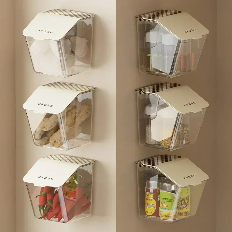 Ginger and Garlic Storage Basket Kitchen Freshness Free Perforated Wall Mounted Household Scallion and Ginger Storage Box