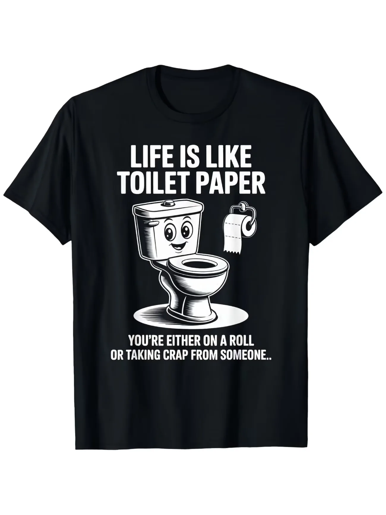 Men'S T-Shirt with Humor Life-Like Toilet Paper Sarcastic Text Loose Fit Round Neck Short Sleeve Geometric And Letter Print tee