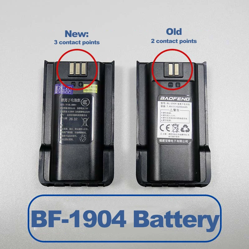 BAOFENG BF-1904 Walkie Talkie Li-ion Battery New/Old Style Original Battery For BF1904 2Way Radios Extra Battery Type-C Charging