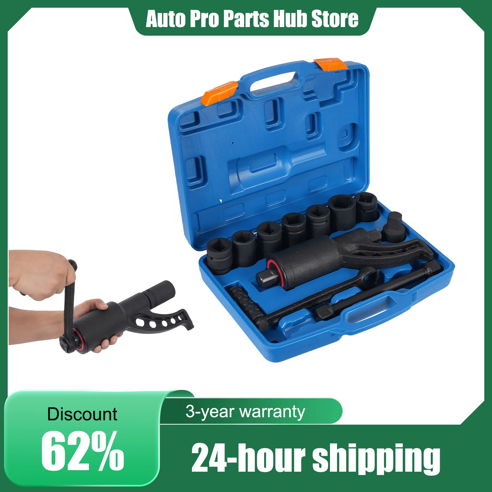 

Tire Removal Tool, Torque Amplifier Set, Tire Changer Jaws Kit for Truck Bus Car Wheels, 7 Socket Heads, 1 Adapter