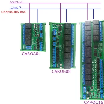 DC 12V/24V 4-16CH DI-DO CAN Fieldbus relay module RS485 Modbus RTU PLC IO expanding board NPN/PNP digital input control