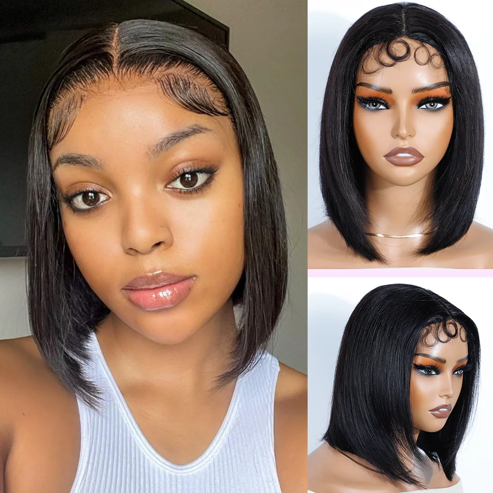 

Glueless Bob Hair Wig Short Straight Bob Lace Human Hair Wigs With Baby Hair Easy Wear Pixie Straight Bob Wig For Black Women