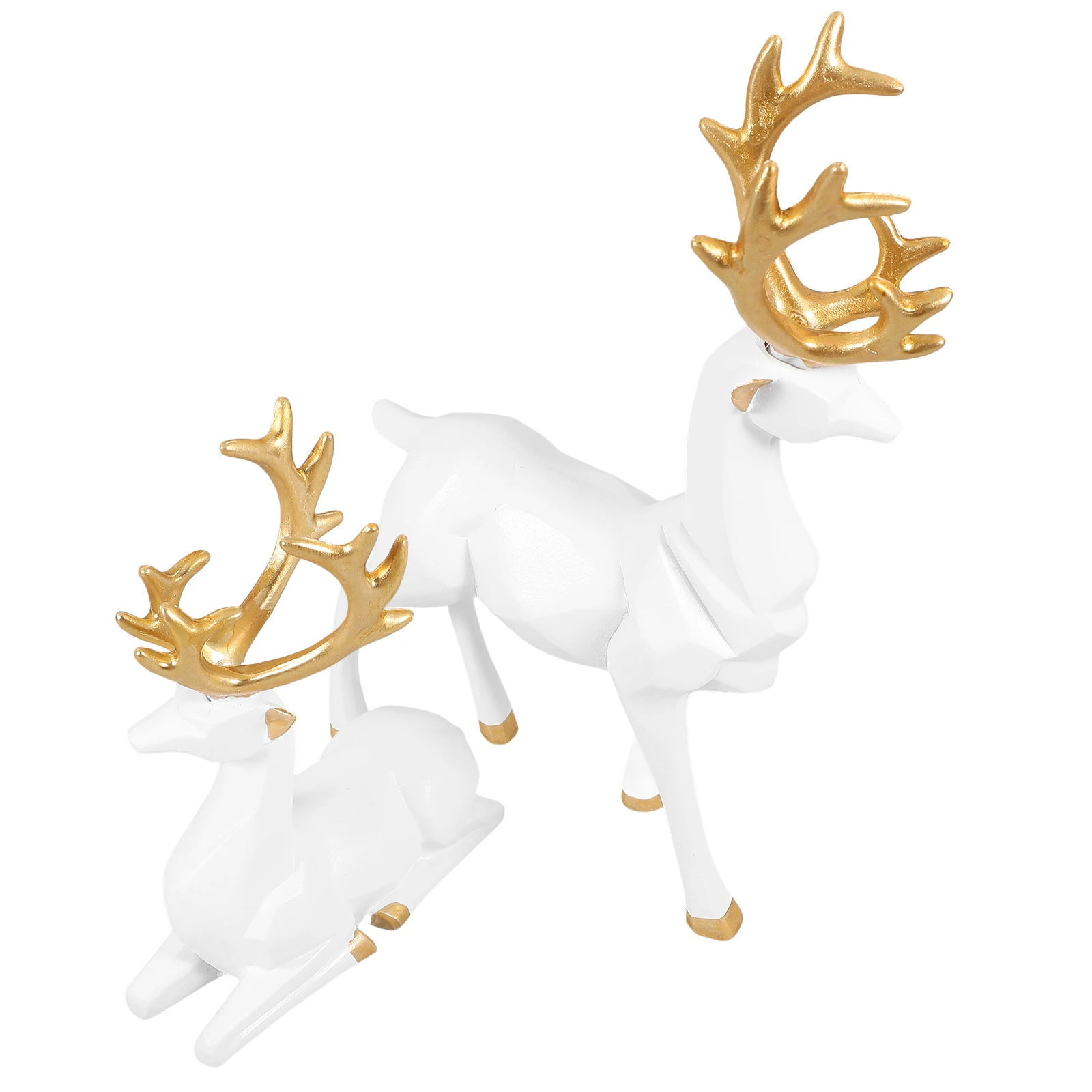 

2Pcs Medium 3D Reindeer Sculptures Geometric Style Elegant Deer Statues for Wine Cabinet Living Room Holiday Elk Ornament