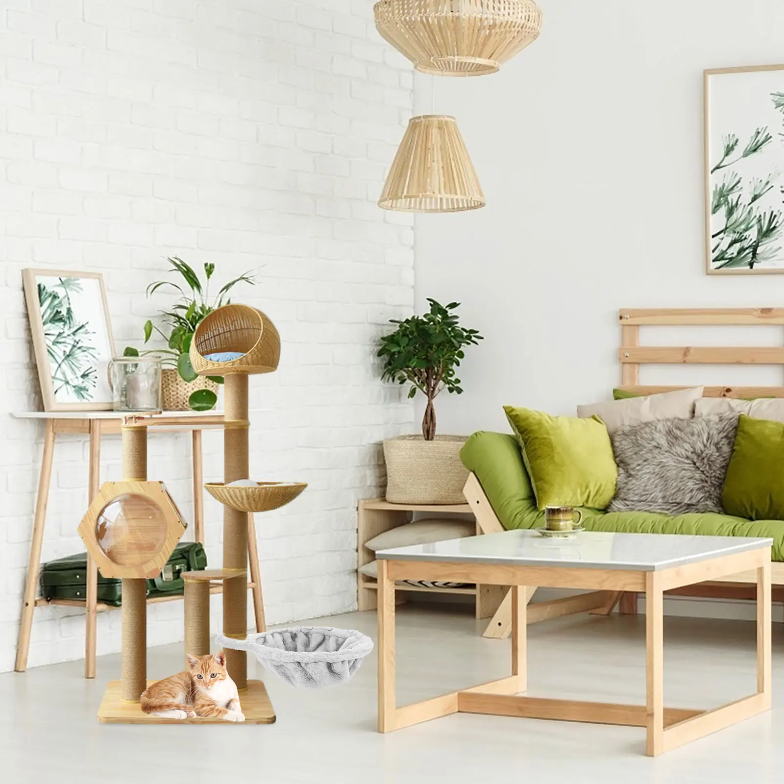 Tempat Tidur Gantung Kucing Besar, Keranjang Gantung Dalam Ruangan Untuk Kucing, Sarang Hewan Peliharaan yang Lembut, Aksesori Pengganti, Tempat Tidur Rangka Panjat