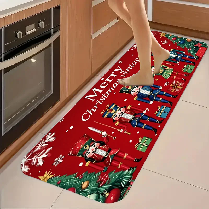 Retro Nutcracker Runner Rug Kitchen Entryway Area Rug Bedroom Living Room Laundry Floor Mat Festive 1/2/3pcs Set Home Doormat
