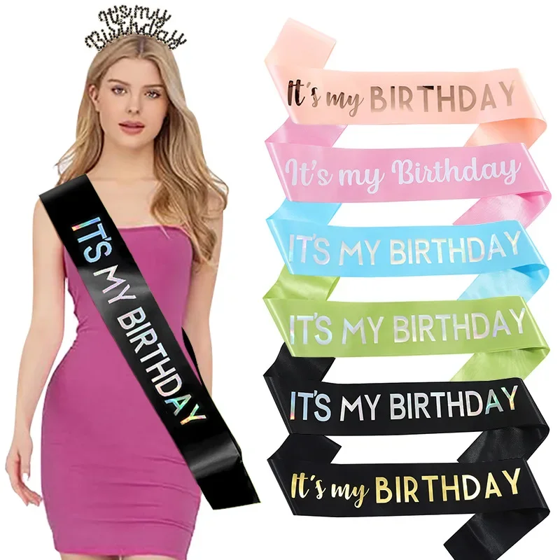 Birthday Party Shoulder Strap Etiquette Strap Color Dingcloth Bronzing Belt Ribbon It's My Birthday Party Decoration