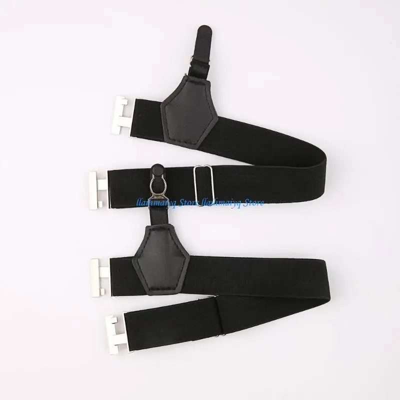573B 2Pcs Men's Adjustable Sock Stays Suspenders Sock Garters Belt with Clips Set