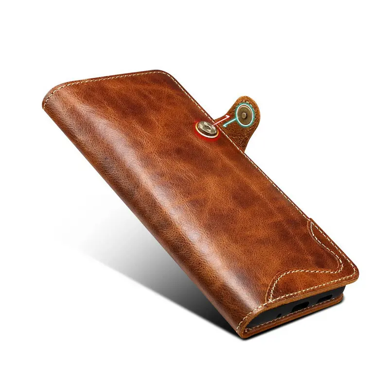 Handmade Genuine Cow Leather Case For Samsung Galaxy S24 S23 S22 S21 S20 S10 Note 20 10 9 Plus Ultra Flip Cover Retro Wallet Bag