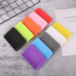 Bathroom Silicone Draining Soap Dish Drain Bath Drain Soap Rack Kitchen Countertop Sponge Rack Non-slip Drying Tray