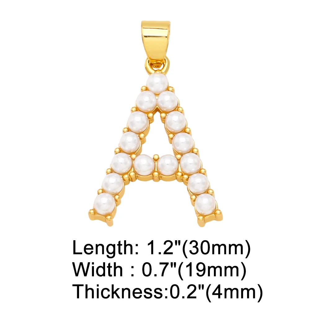 OCESRIO Big Pearl Letter Necklace Pendant Copper Gold Plated Initial  Alphabet Jewelry Making Supplies Wholesale pdta945