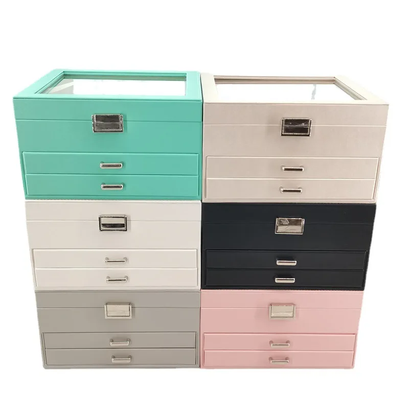 3 Layer Leather Jewelry Box Organizer Travel Storage For Case for Women Earrings Necklaces Rings Bracelets Display Holder