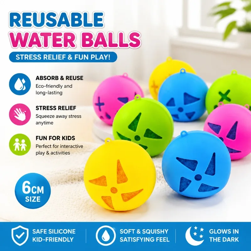 Reusable Silicone Water Ball Soft Plush Stress Relief Water Toy Parent-child Interactive Water Fighting Equipment Quick Fill