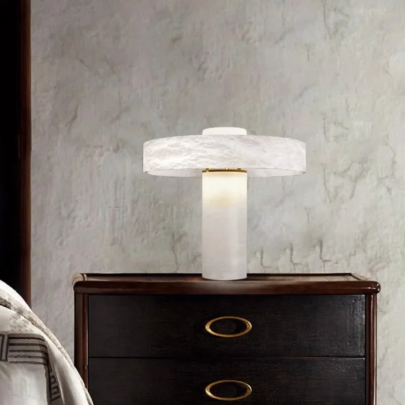 Postmodern Bronze Marble Bedroom Desk Lamp Light Luxury Living Room Bedroom Study Table Lamp