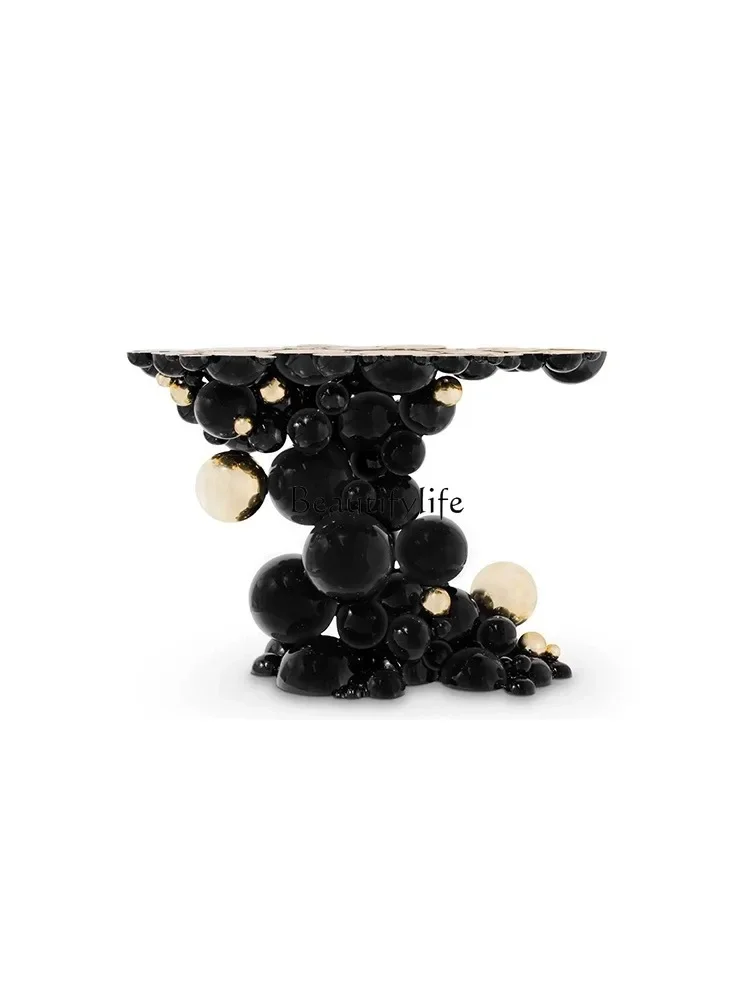 

66.Italian-Style Light Luxury Bubble Entrance Minimalist Household Stainless Steel Console Decoration Table