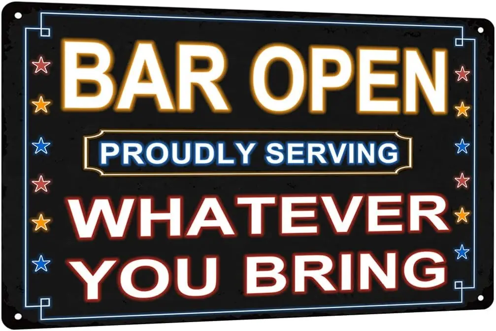 Decor ;; Bar Open Tin Signs Metal For Home Wall, Backyard, Cafes, Bar, Man Cave-aluminum sign