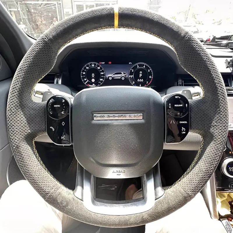 

Для Land Rover Range Rover Sport 2014-2017, прошитый вручную нескользящий замшевый чехол на руль автомобиля, автозапчасти