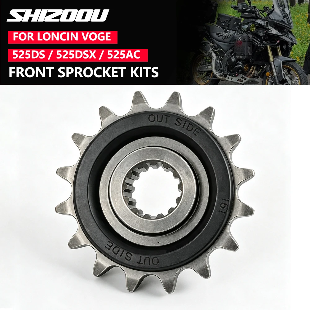 16T for LONCIN LX500 LX500-R VOGE 525DS DS525X DSX525 525DSX 525 AC Motorcycle Front Sprocket Chain Wheel Front Fly Wheel Pinion