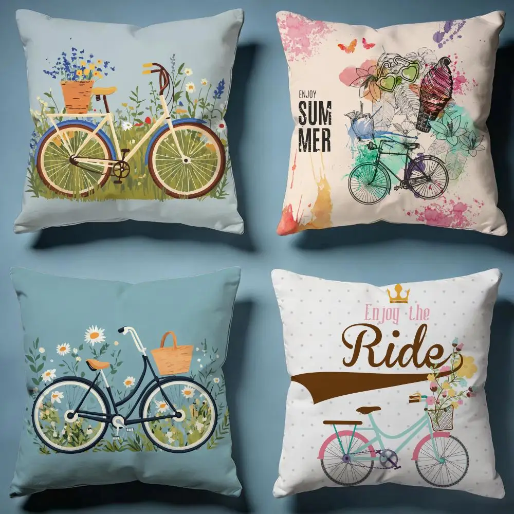 Country Flower Bicycle Cushion Cover Soft Decorative Pillow Case Suitable for Bedroom Sofa Car Travel Use