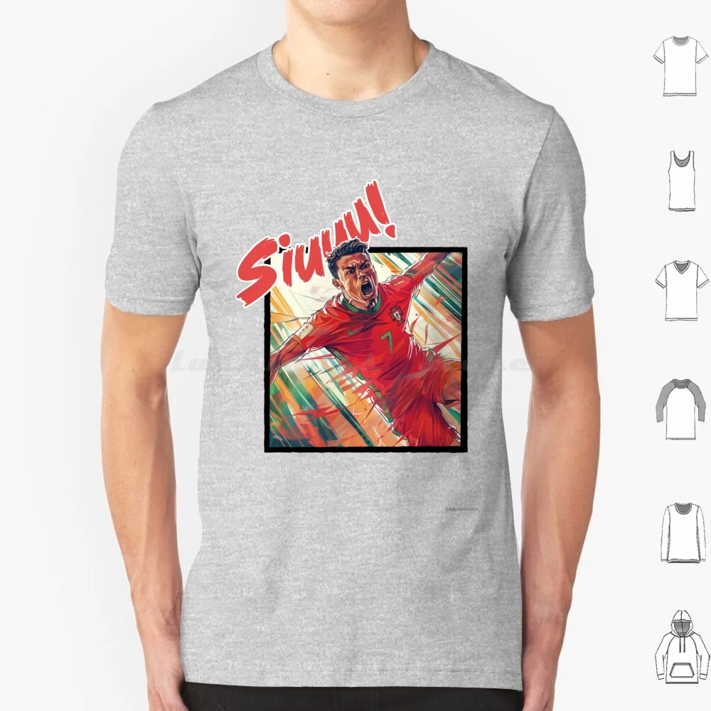 سيو! تي شيرت كبير الحجم 100% قطن للاحتفال بالهدف Siiii Ronaldo Pose Soccer Legend Iconic Celebration Goal Scorer البرتغال #1