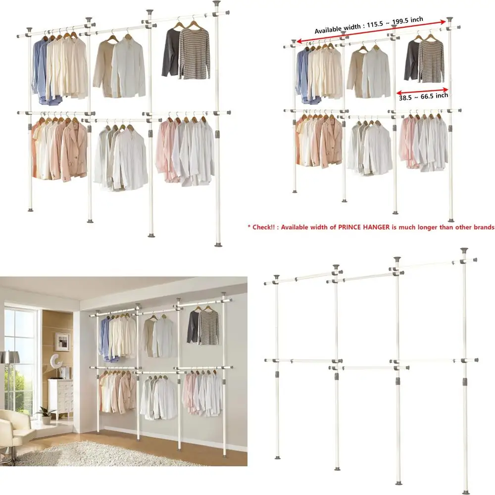 Heavy-Duty One-Touch Metal Clothing Rack for Hanging Garments with 1,056LBS Load Capacity and Tension Rod System