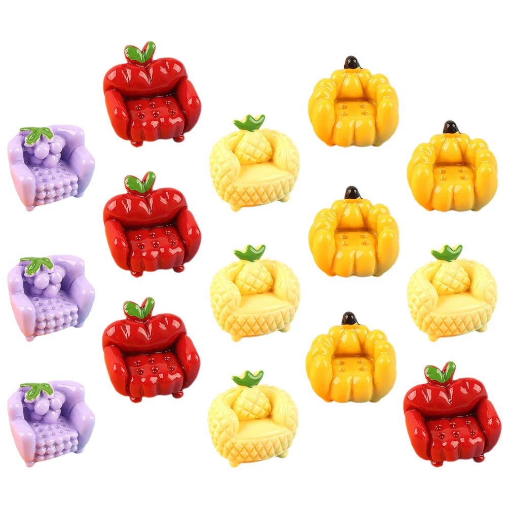 

15Pcs Resin Fruit Sofa Charms DIY Phone Cover Decor Adorable Miniature Craft Ornament for Personalized Design Miniature Sofa