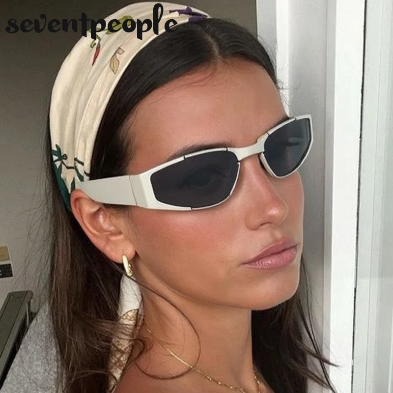 إطار صغير عين القط فاسق النظارات الشمسية النساء 2025 العلامة التجارية الفاخرة موضة نظارات شمسية معدنية خمر مضلع نظارات للسيدات UV400