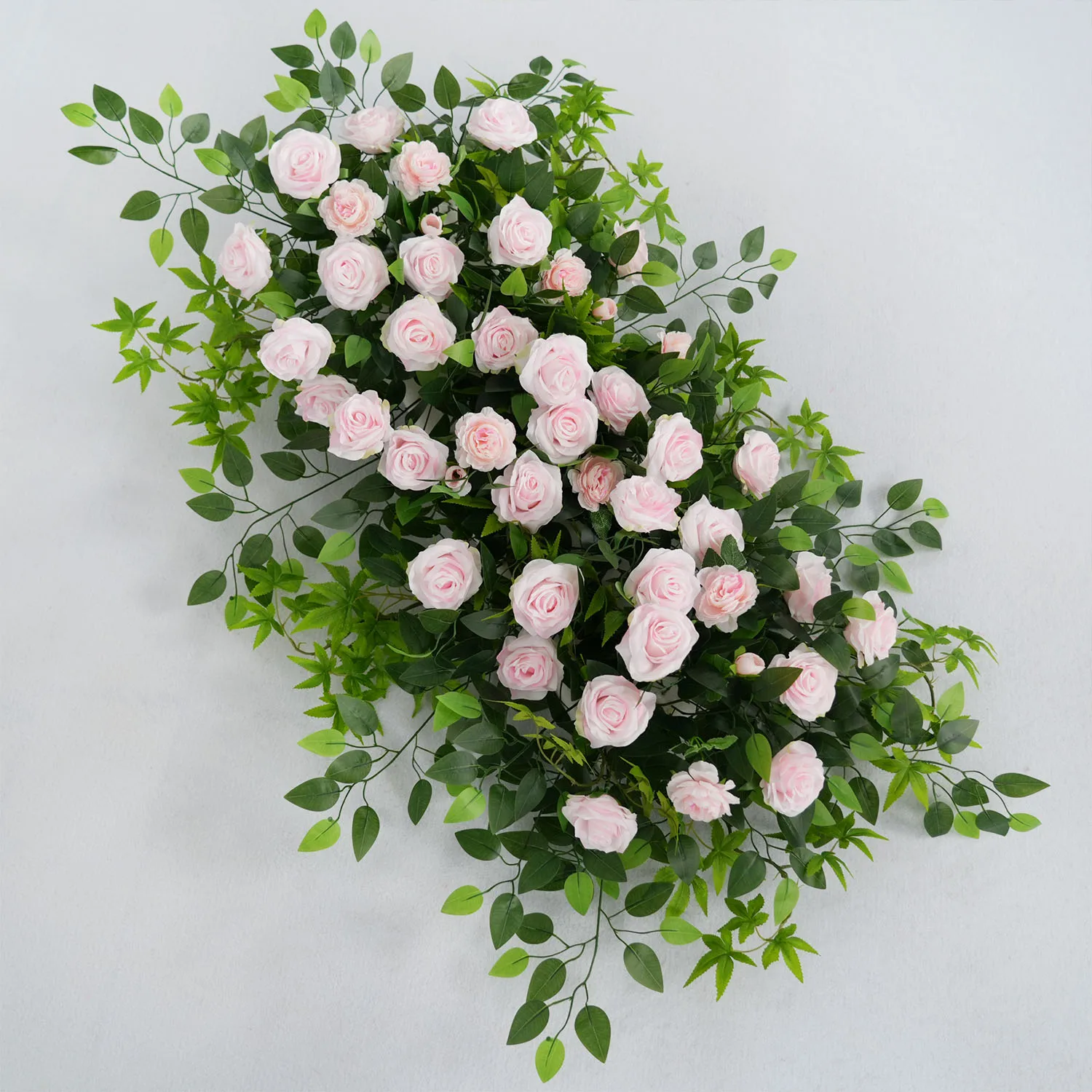 Uflower Pink Rose Green Leaf Blumenarrangement Dekor Hochzeit Outdoor Hintergrund Bogen Event Bühne Party Blumenreihe Blumenwand