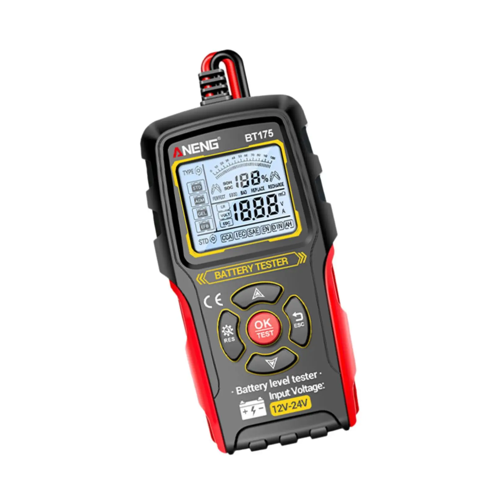 Universal Car Battery Alternator Tester 12V 24V Lead Acid Digital Analyzer with LCD Automotive Checker for Vehicle Diagnostics