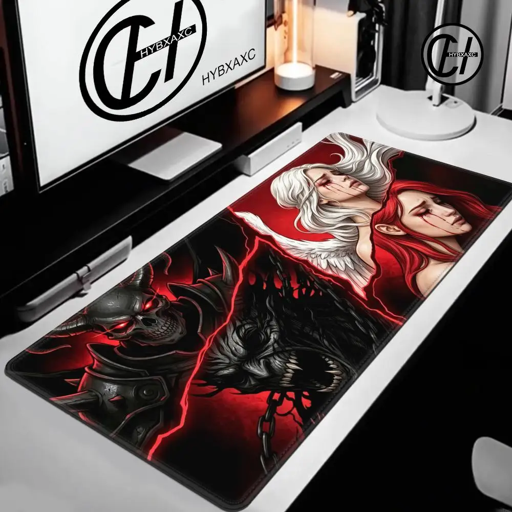 HYBXAXC Demon Angel Gothic Desk Mat Gaming Mouse Pad Non-Slip Large for Office Home PC Gamer Computer Keyboard Mat Desk Pad