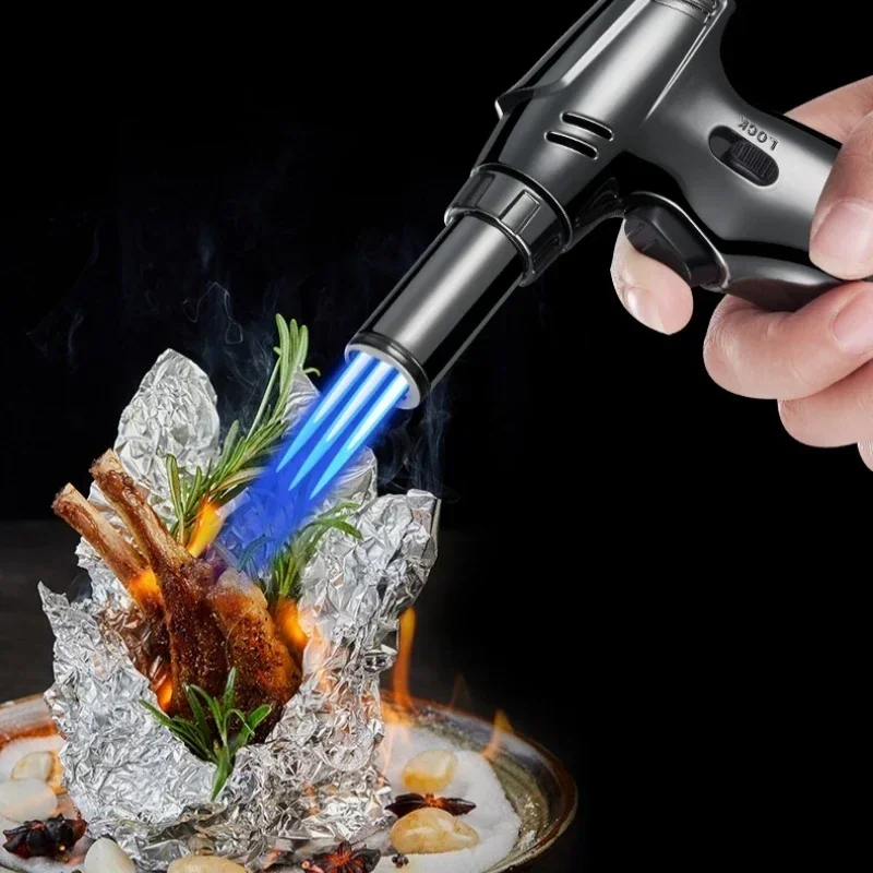 Portable Windproof Cigar Turbine Lighter Outdoor Kitchen BBQ Lighter Metal Welding Torch 1300CC Butane Gas Lighter Ignition Tool