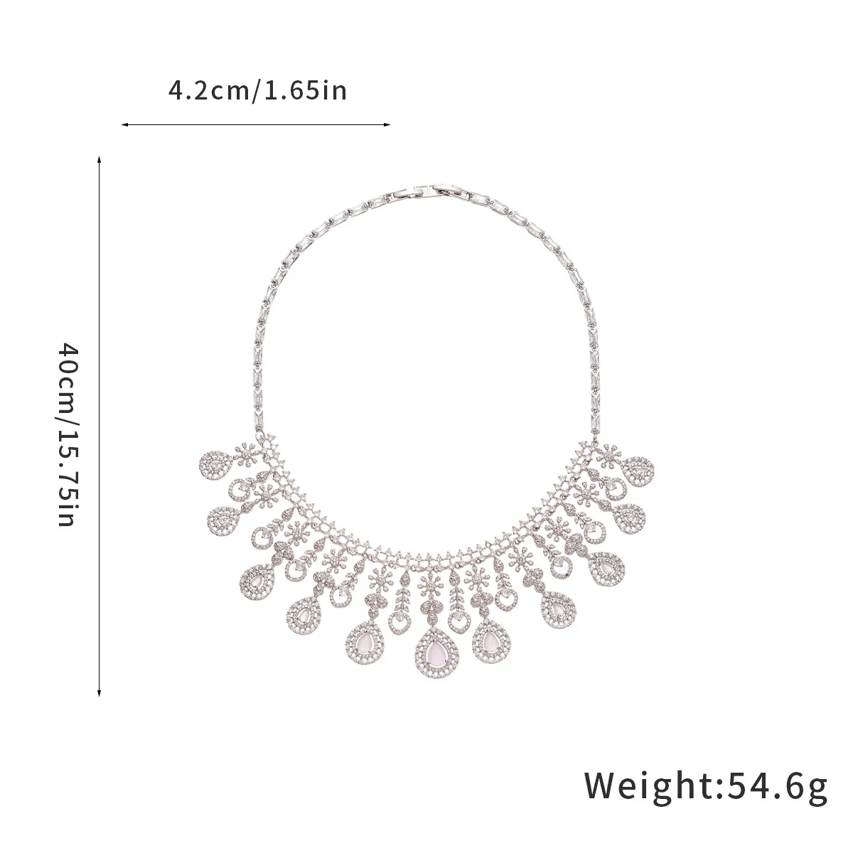 다이아몬드 장식 꽃 물방울 펜던트 목걸이 개성 있는 차가운 분위기의 다용도 쇄골 체인 라이트 럭셔리