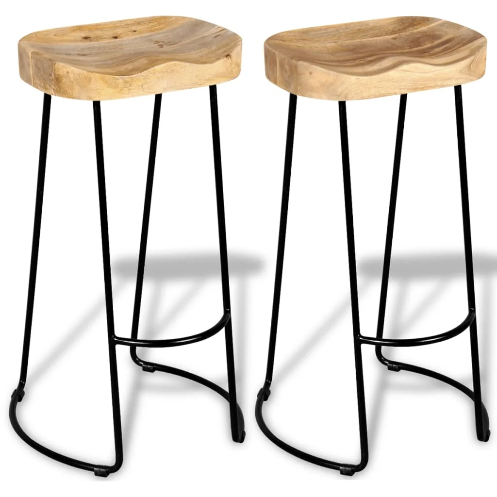 Bar Stool Chair Counter Stools Set of 2 Kitchen Decor for Counter Solid Mango Wood