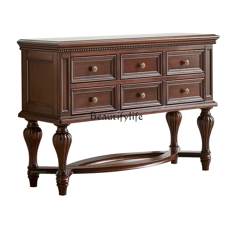 

3Simple American Style All Solid Wood Entryway Table Against Wall Entryway Right Opposite Door Partition Cabinet