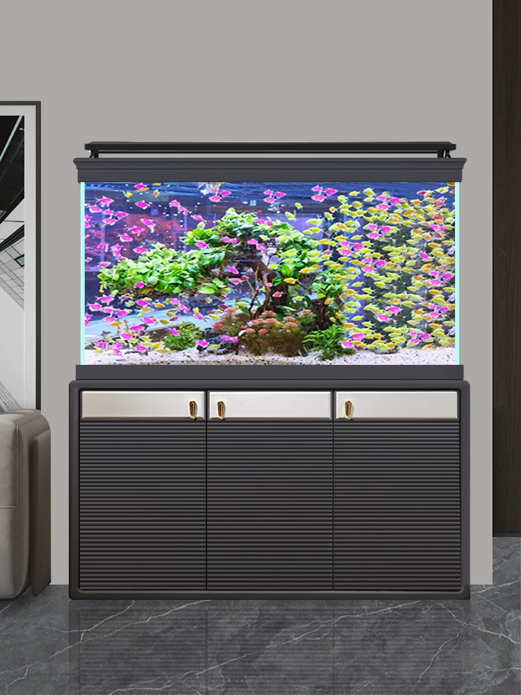 

Large aquarium living room Aquarium screen super platinum aquarium bottom filter free high-end dedicated